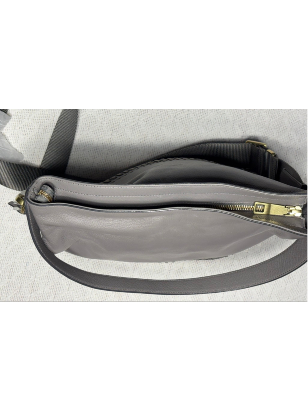 NWOT FOSSIL "Maya" Hobo Gray/Light Taupe Leather Handbag Purse ZB7191 w/key! - Picture 12 of 12